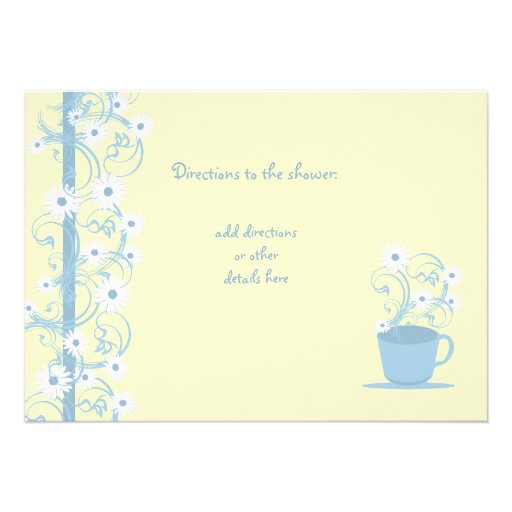 Tea Party Bridal Shower Blue Custom Invitations