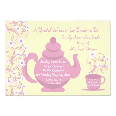 Tea Party Bridal Shower Custom Invite