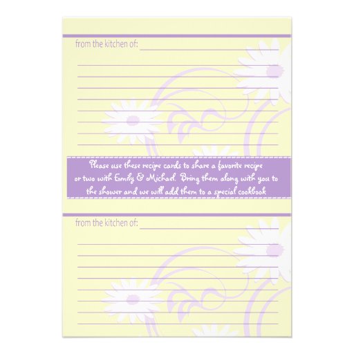 Tea Party Bridal Shower with recipe card Custom Invitation