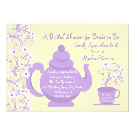 Tea Party Bridal Shower with recipe card Custom Invitation