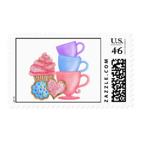 Tea Party Cupcake Cookie Postage Stamps stamp