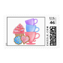 Tea Party Cupcake Cookie Postage Stamps