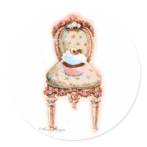 Tea Party Cupcake French Victorian Design Round Sticker