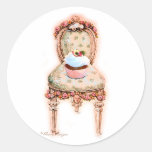 Tea Party Cupcake French Victorian Design Round Sticker