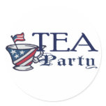 Tea Party Flag Round Stickers