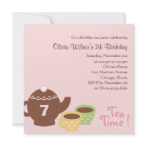 Tea Party - Girl Birthday Invitation