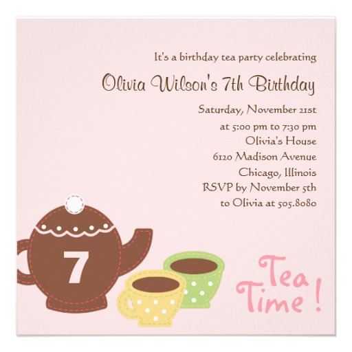 Tea Party - Girl Birthday Invitation