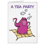 Tea Party Invitation:  Flying Elephant Tea Kettle Card