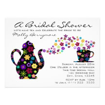 Tea Party Magic Bouquet Bridal Shower Custom Invitations
