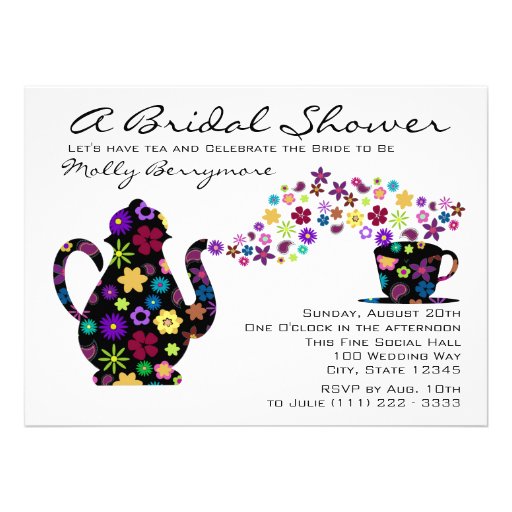 Tea Party Magic Bouquet Bridal Shower Custom Invitations