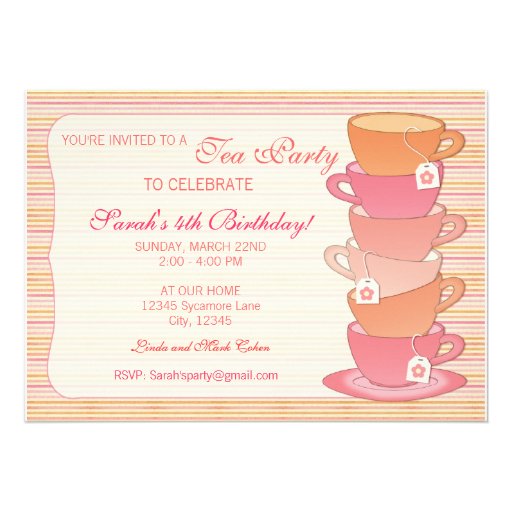 Tea Party Personalized Announcements