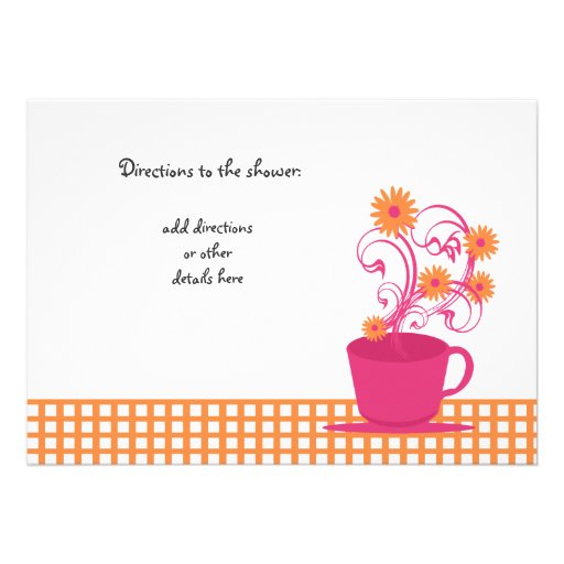 Tea Party Pink and Orange Bridal Shower Invitations
