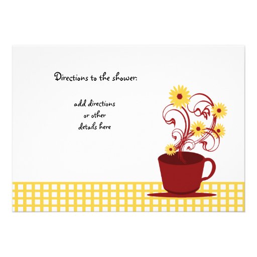 Tea Party Red and Yellow Bridal Shower Custom Invitations