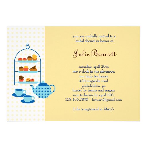 Tea Pot and Pastries Bridal Shower Invitation