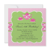 Tea Pot Birthday Party Invitation