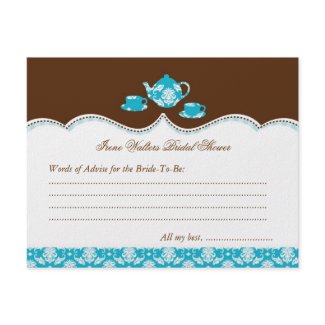 Tea Pot Bridal Shower Advise Card invitation