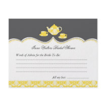 Tea Pot Bridal Shower Advise Card Custom Invitation