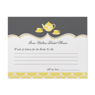 Tea Pot Bridal Shower Advise Card zazzle_invitation