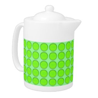 Tea Pot - Green Dots on Green Background