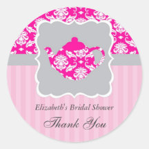 Tea Pot (Pink/Grey) Favor Seal Sticker