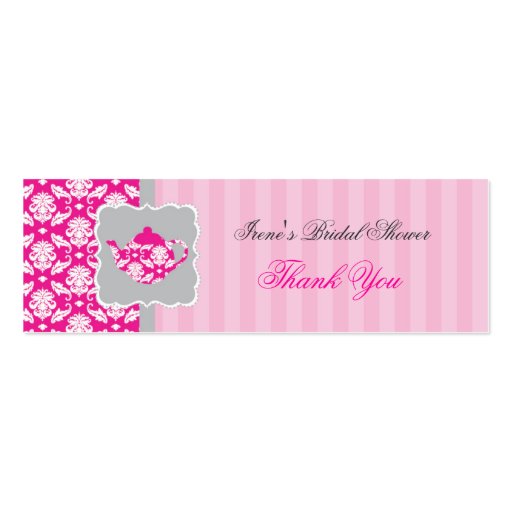 Tea Pot (Pink/Grey) Thank You Tag Business Cards (front side)