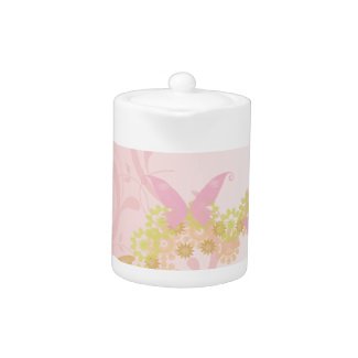 Tea Pot with Flowers &amp; Butterflies