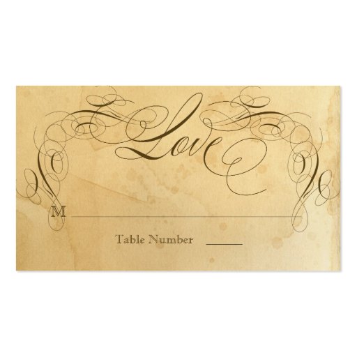 Tea Stained Vintage Wedding 1 Escort Seating Cards Business Cards (back side)