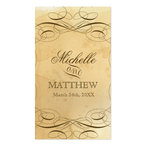 Tea Stained Vintage Wedding 1 - Favor Gift Tags Business Card Template (front side)