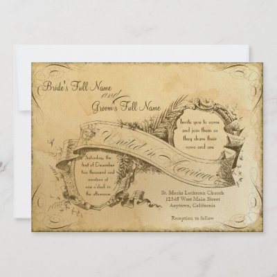 This is a beautiful calligraphic style wedding invitation using new art to 