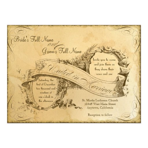 Tea Stained Vintage Wedding 1 - Invitation Invite