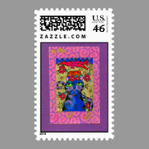 Tea Time Cat stamps