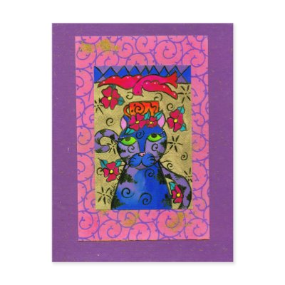 Tea Time Cat Postcard by BeMusedArt