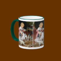Tea Time for Fox Terrier Puppies Vintage Dog Art mugs