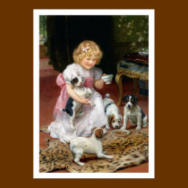 Tea Time for Fox Terrier Puppies Vintage Dog Print