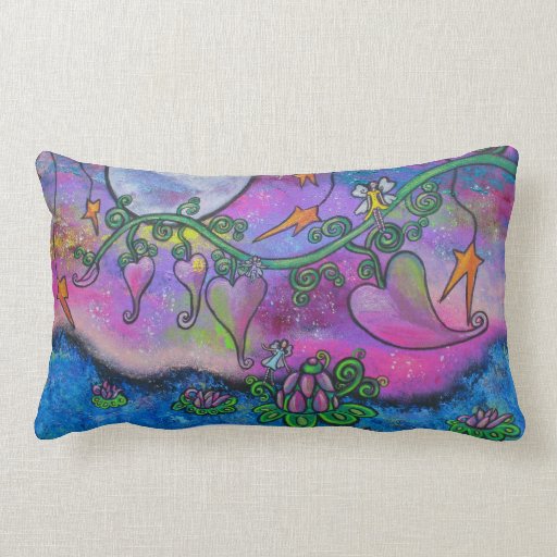 Tea Time In Paradise Fairies Original Art Pillow