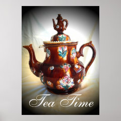 Tea Time Old Antique English Teapot Poster