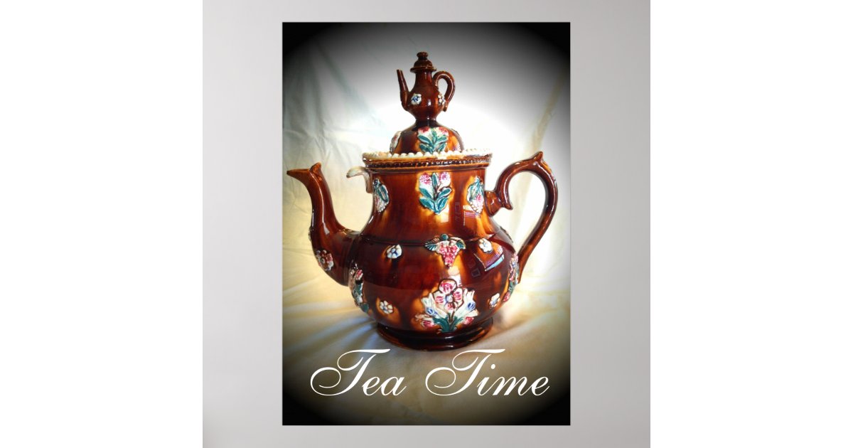 Tea Time Old Antique English Teapot Poster Zazzle
