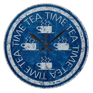 Tea Time Silver on Blue