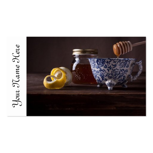 Tea with lemon and honey business card template