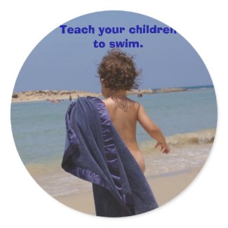 Teach children to swim stickers Solo on the Mediterranean stamp
