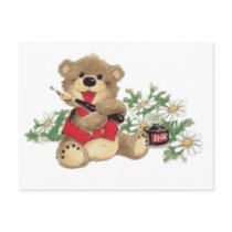 Teach Me To Write Bear trasnparent postcards