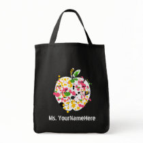 Teacher Apple Paint Splatter grocery Bag