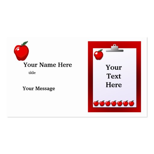 Teacher Apples Clipboard Business Card