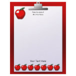 Teacher Apples Clipboard Letterhead Stationery