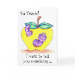 Teacher Appreciation Card with Apple and Worm