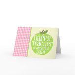 Teacher Appreciation Day Green Apple Pink Gingham cards