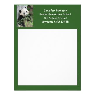 Teacher Appreciation Letterhead, Panda, Green Trim