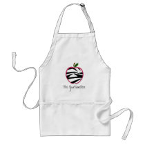 Teacher Apron - Zebra Print Apple
