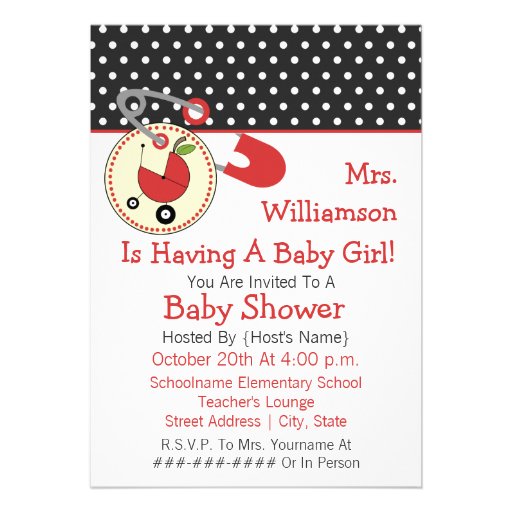 Teacher Baby Shower Invite - Red and Black