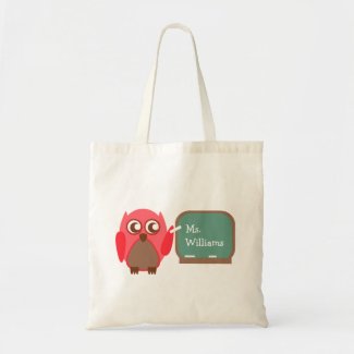 Teacher Bag - Red Owl At Chalkboard